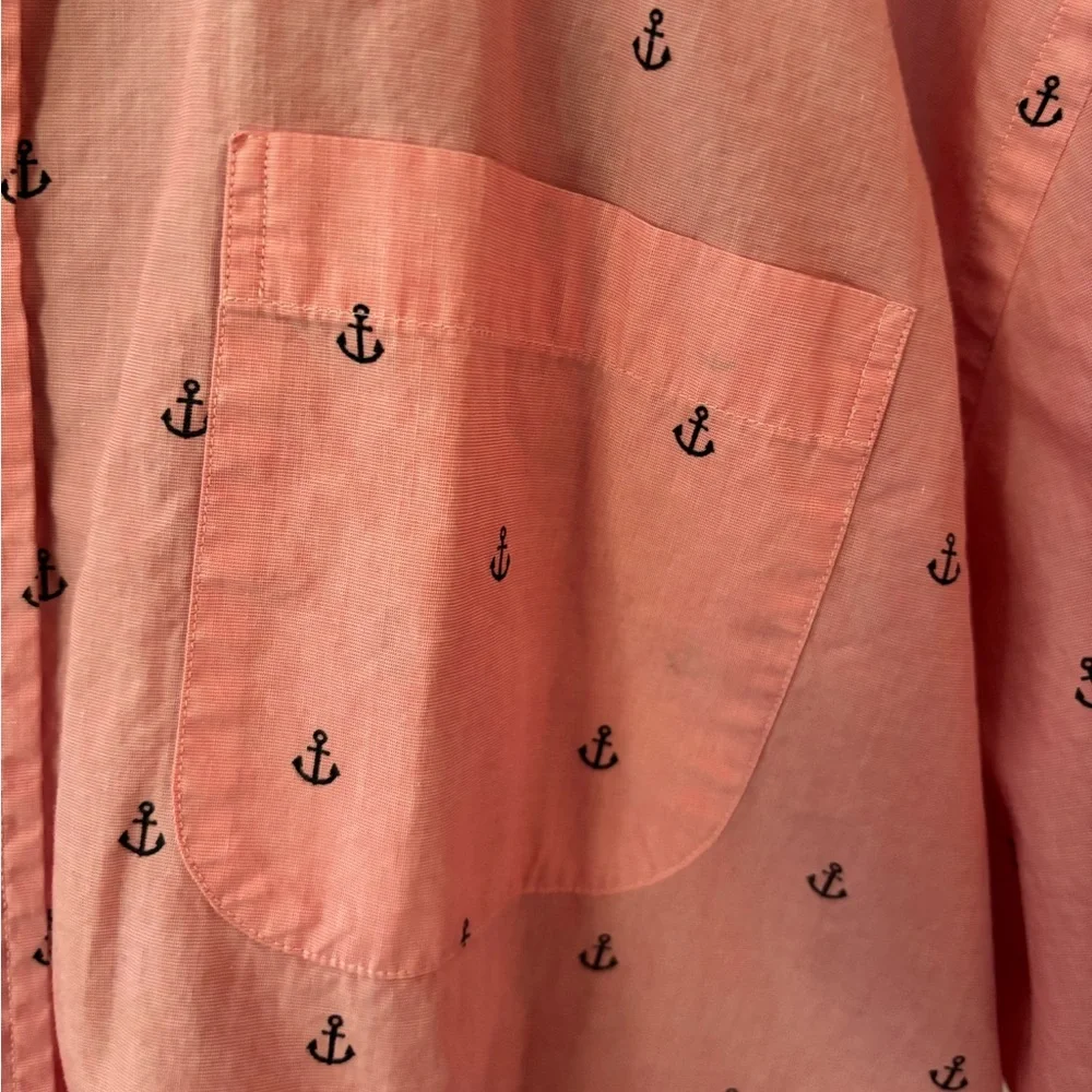 Brooks Brothers pink navy anchor nautical short sleeve button down size XL - Picture 1 of 4